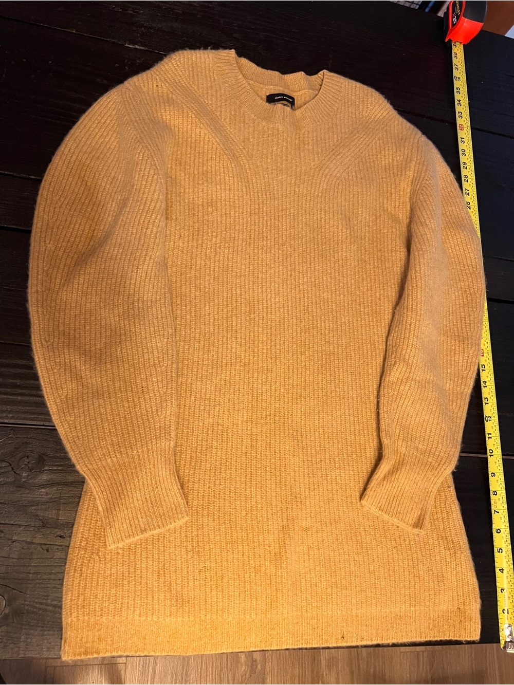 Isabel Marant Camel Ribbed Long Sleeve Knit Dress